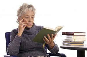 older woman reading