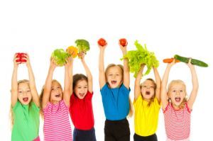 Children  with vegetables