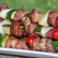 meat and vegetable skewers