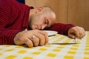 Man sleeping at the dinner