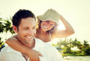 Love Couple Relaxing on the Beach