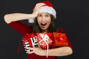 Woman holding christmas gifts