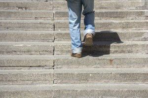 Climbing up stairs