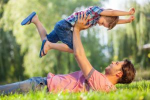 happy father and son