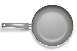 Gray Teflon Pan on White background Top view