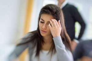 Portrait of stressed young woman