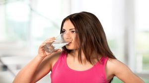 woman drinking water