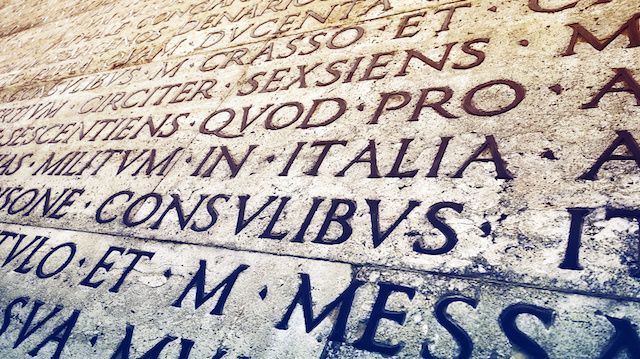 Latin inscription in Rome, Italy