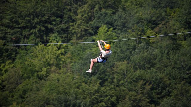 Adult woman on zip line