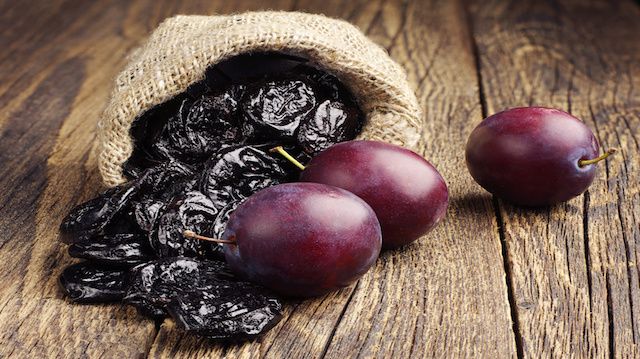 Prunes with plums in small sack