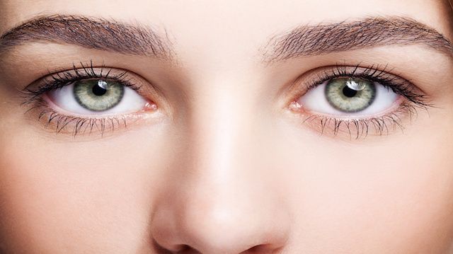 female eye zone and brows with day makeup