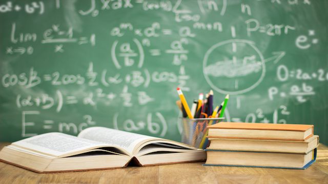 School books on desk