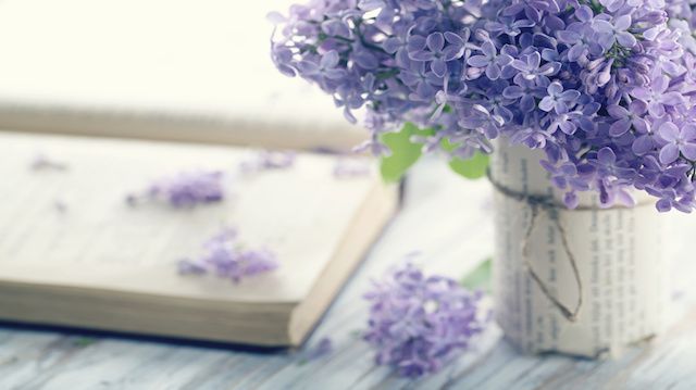 Bouquet of purple lilac spring flowers