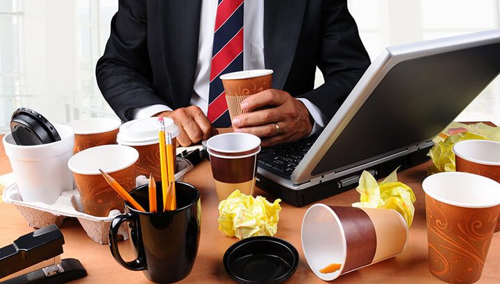 Coffee cups contain a plastic lining.