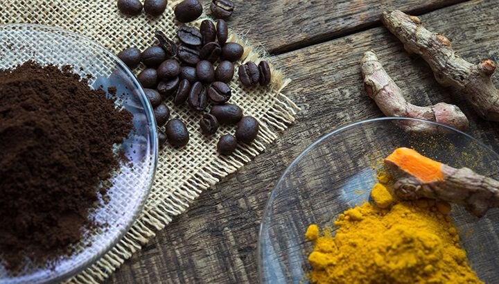 Use a coffee and turmeric scrub a few times a week for better skin.